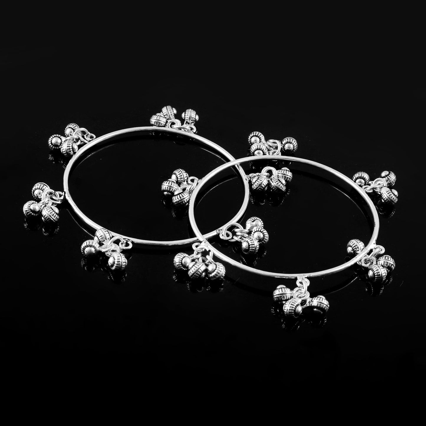 Plain Silver Ghungroo Bangle