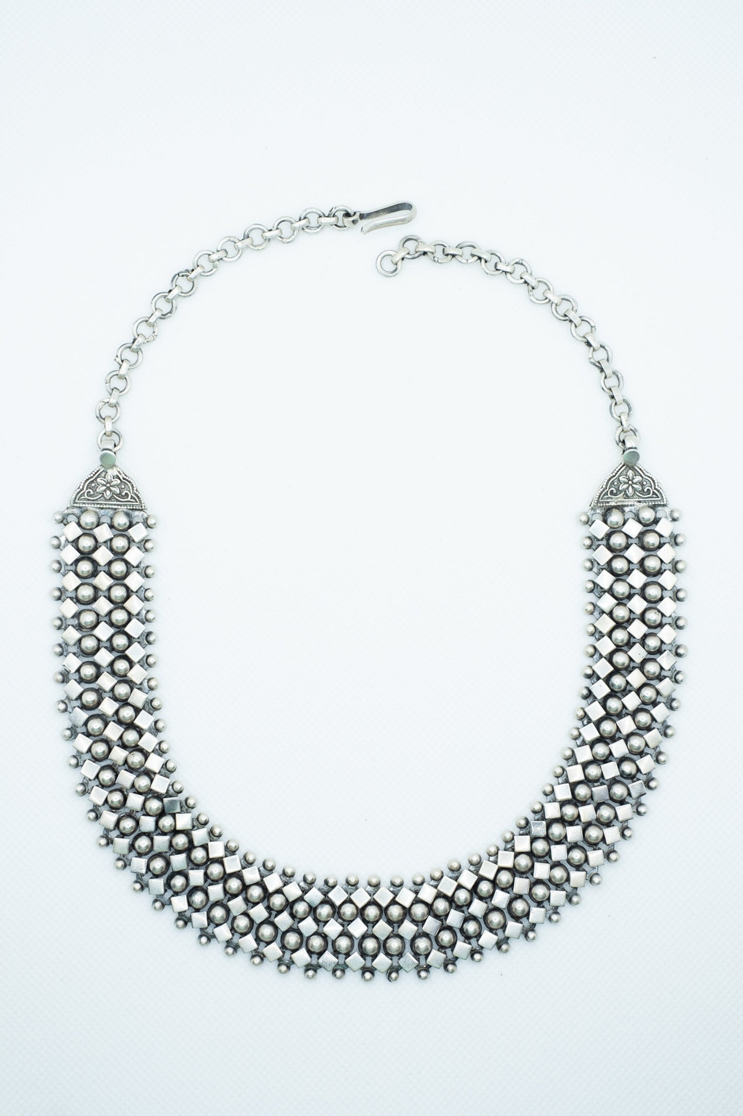 Diamond Ball Belted Necklace And Earrings
