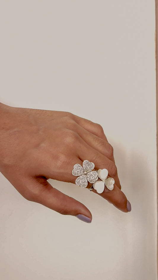 Textured Dual Floral Ring