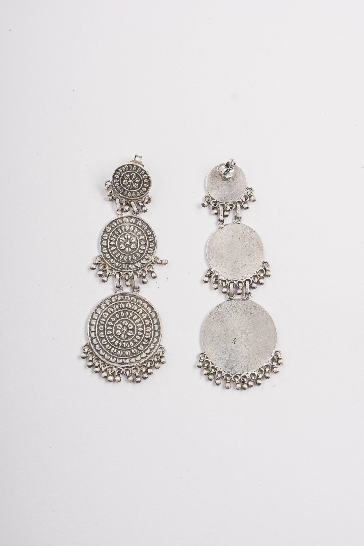 Trilayer Floral Disk Earrings