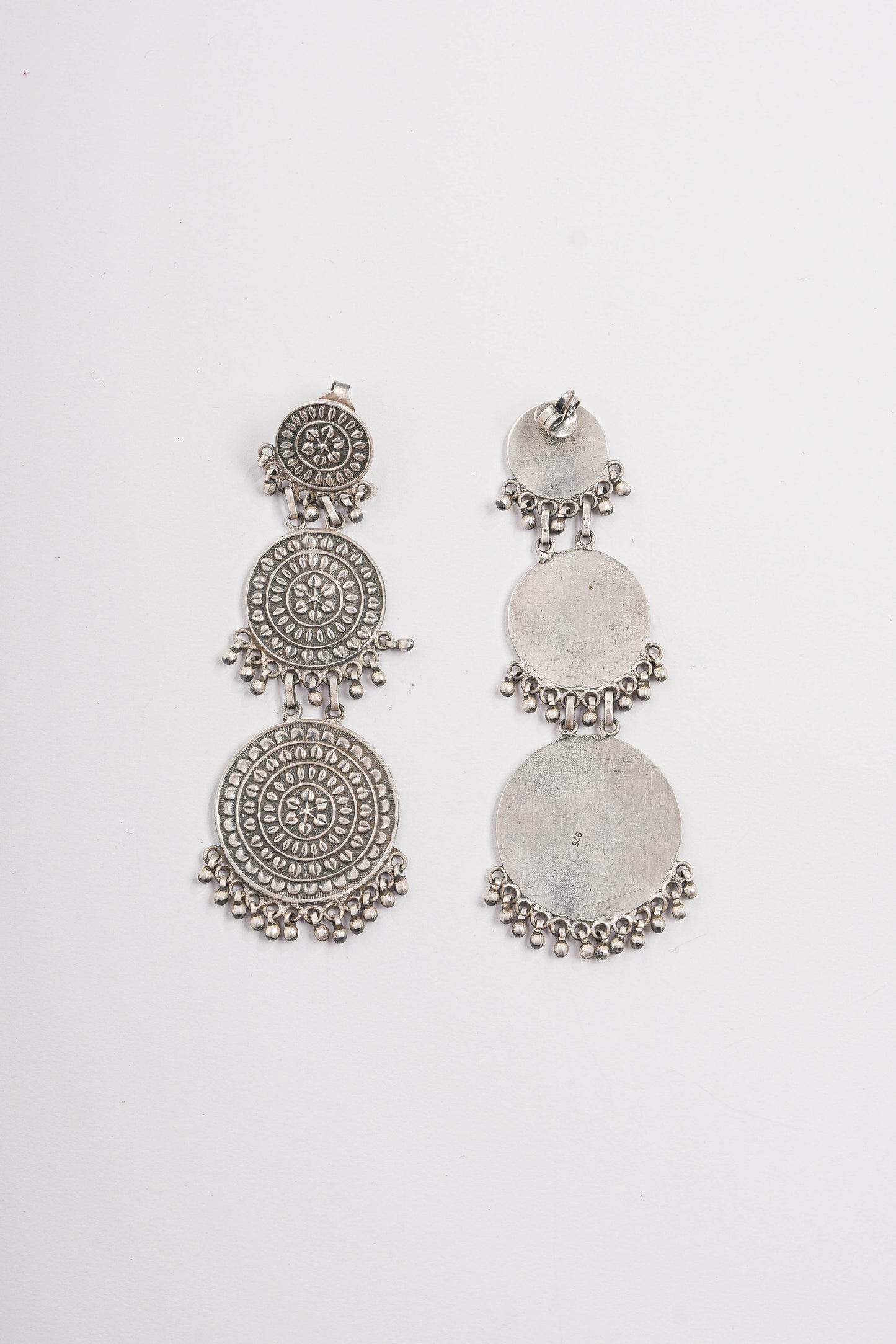 Trilayer Floral Disk Earrings