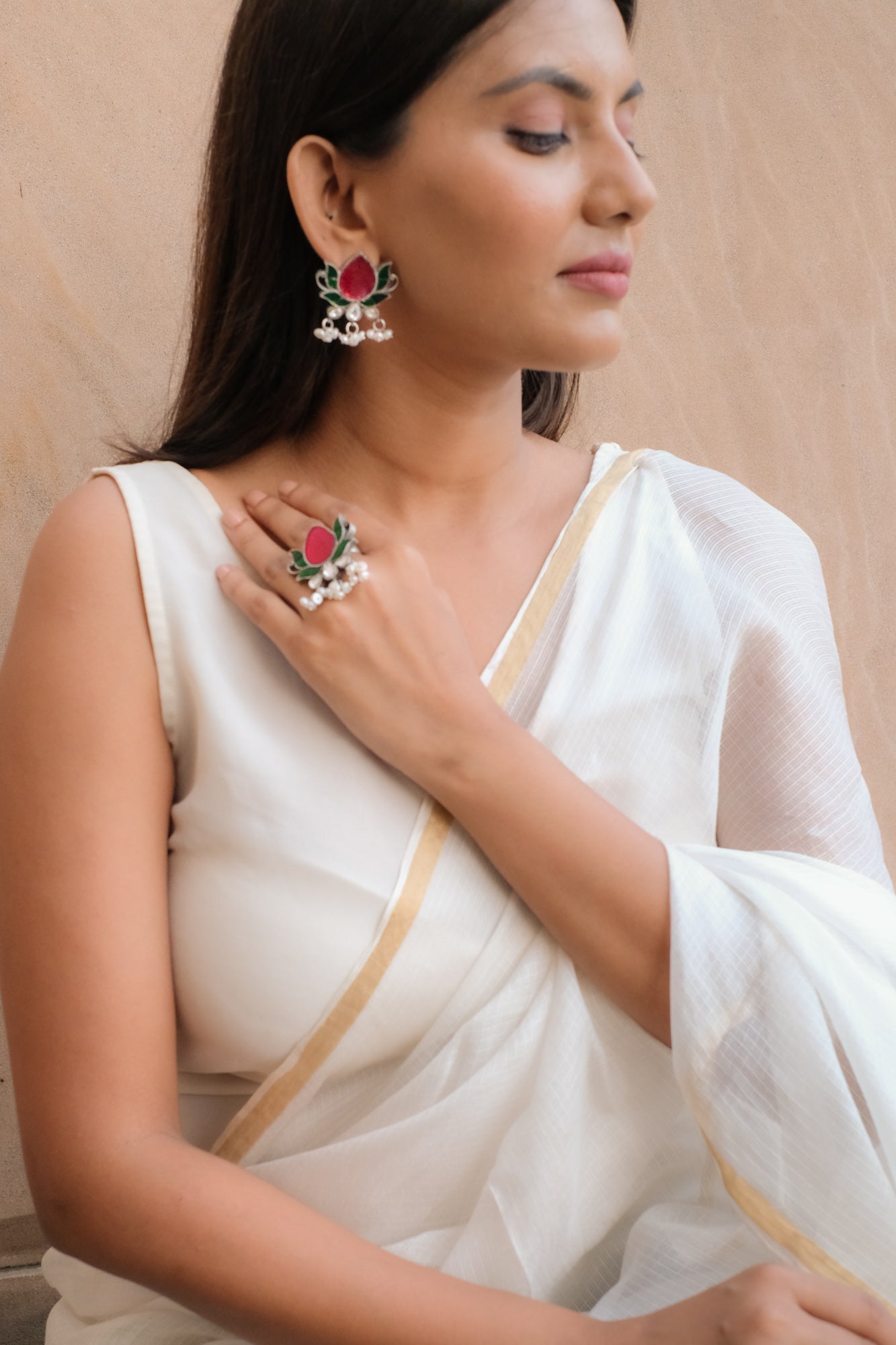 Lotus Kundan Ring