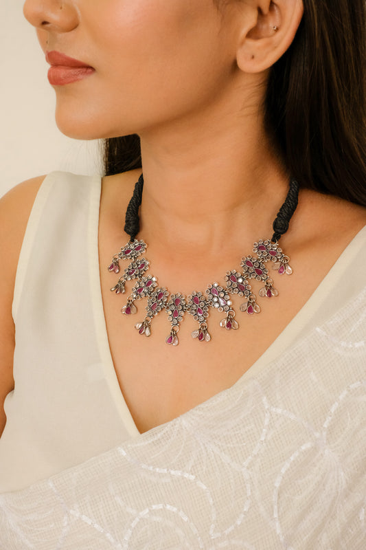 Crystal Ruby Floral Necklace