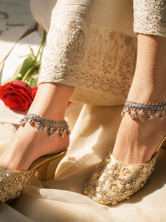Ball Floral Ghungroo Anklet Pair