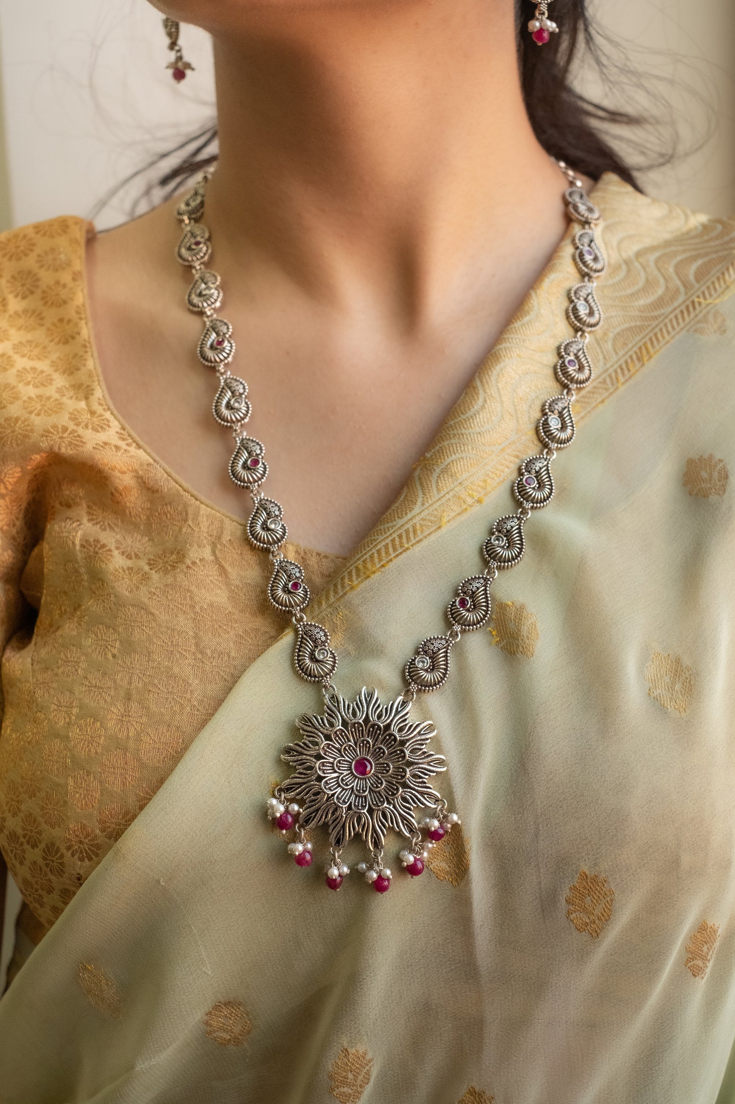 Peacock Floral Ranihaar Necklace
