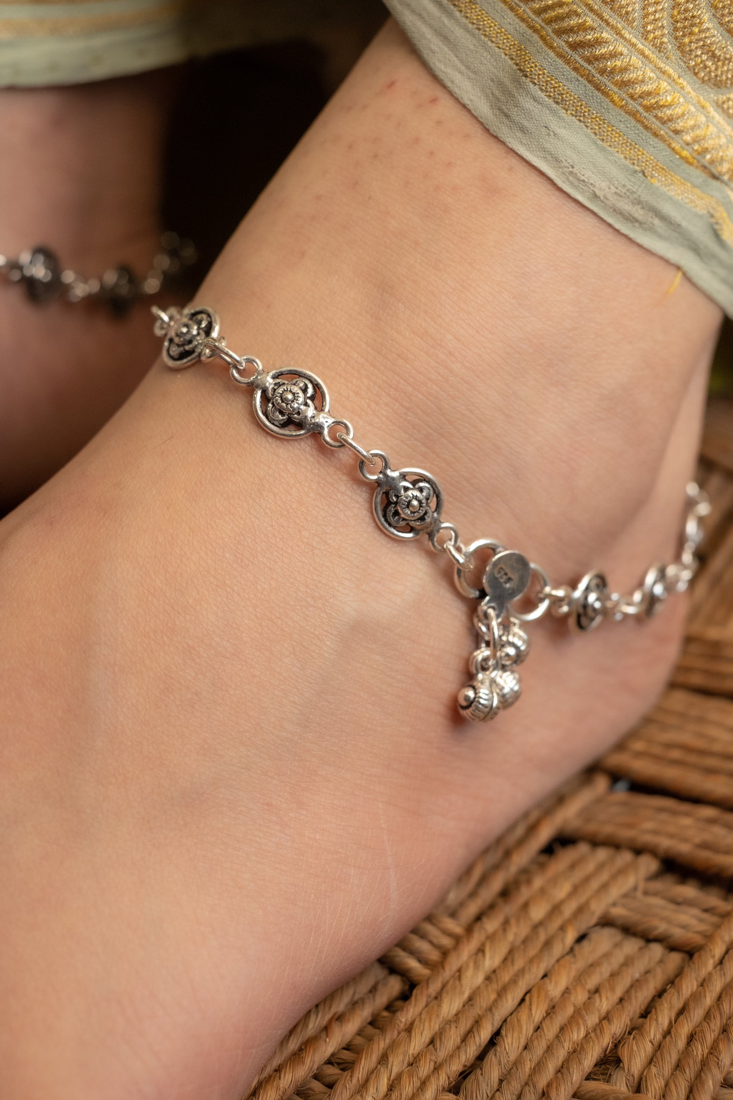 Geometric Floral Anklet
