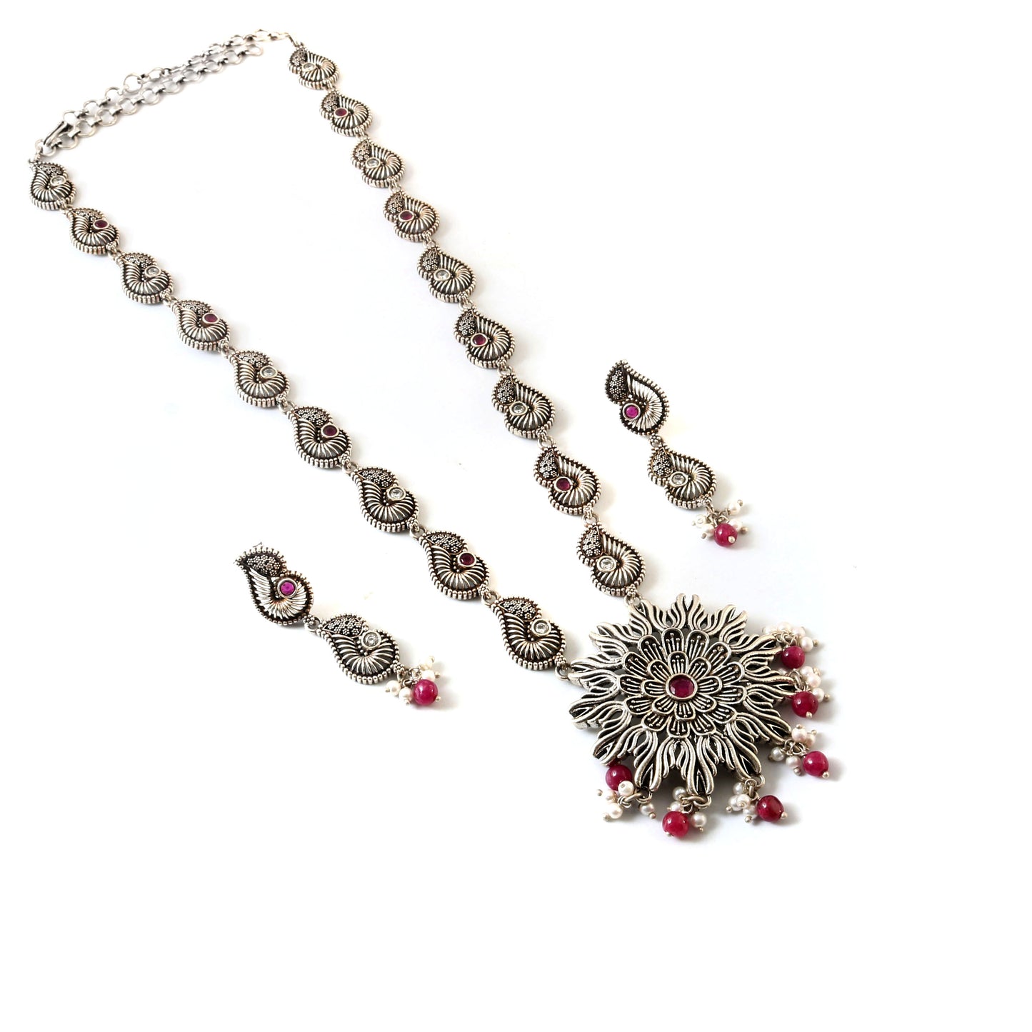 Peacock Floral Red Stone Earring