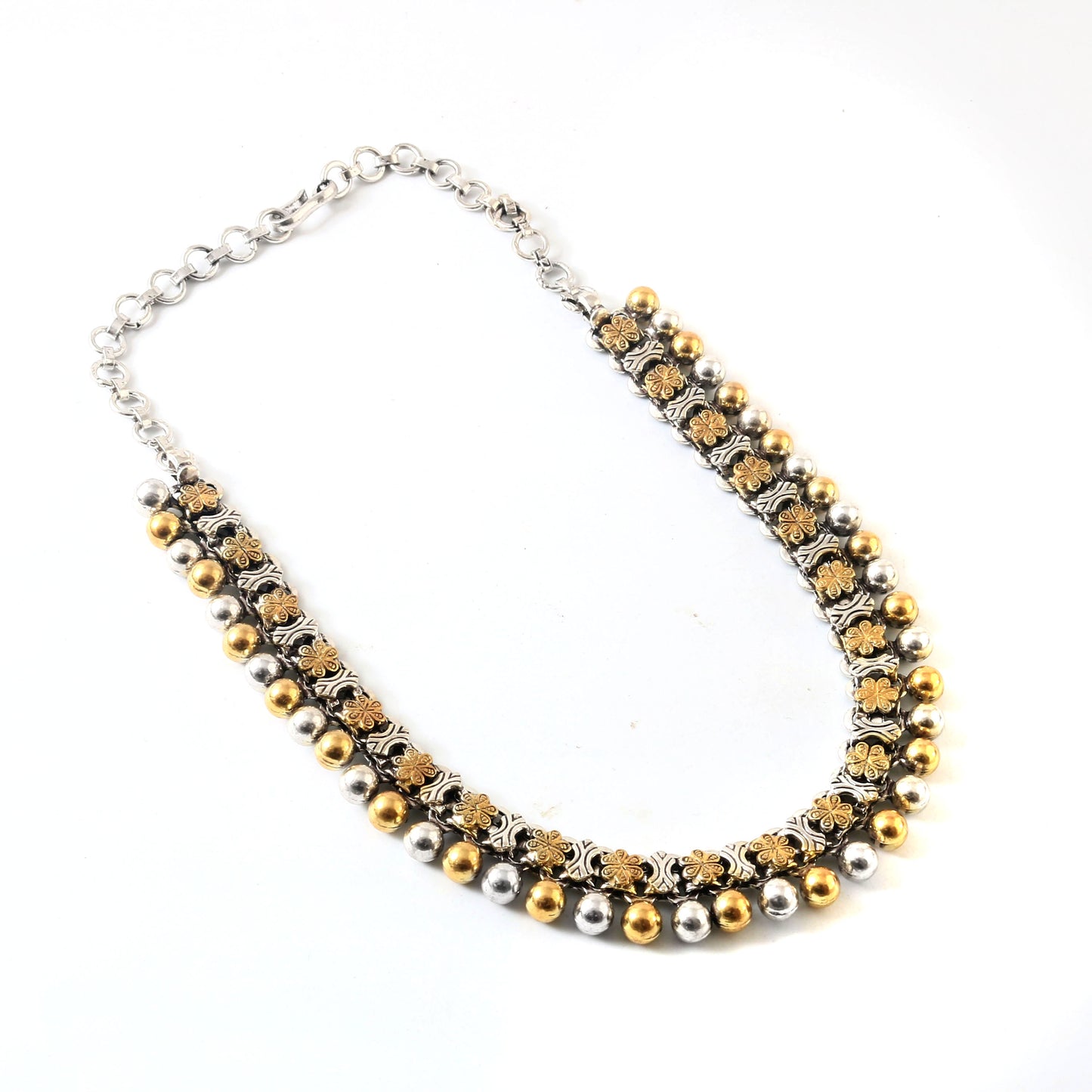 Two Tone Floral Ball Necklace