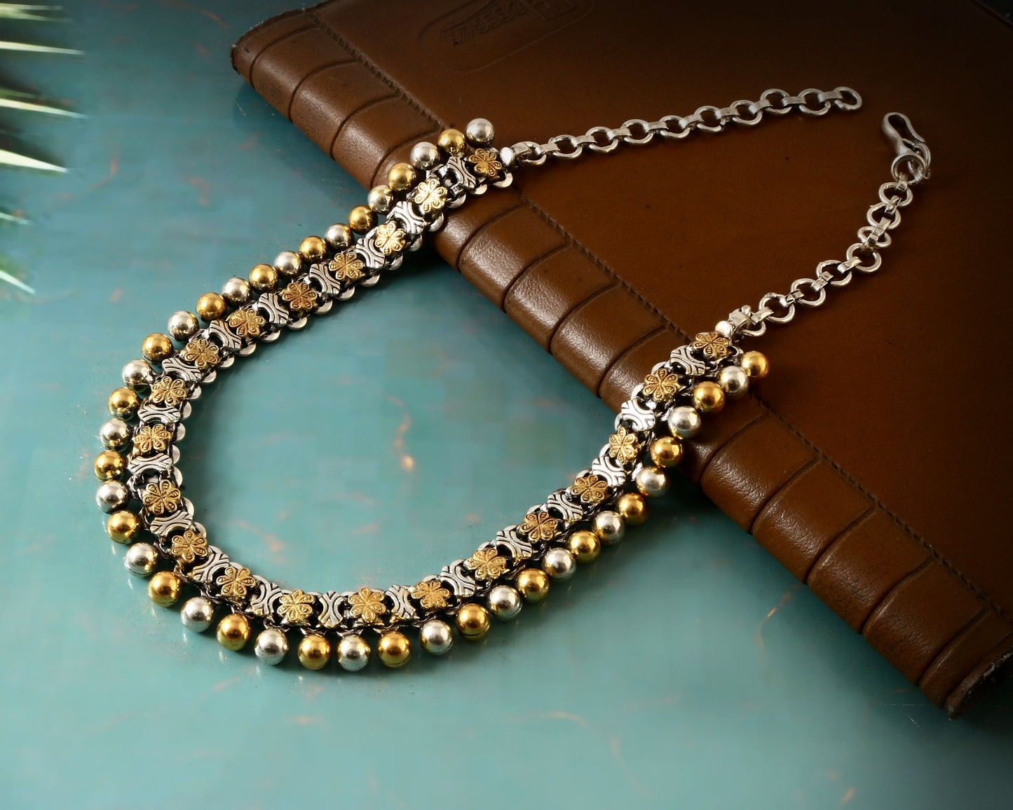 Two Tone Floral Ball Necklace