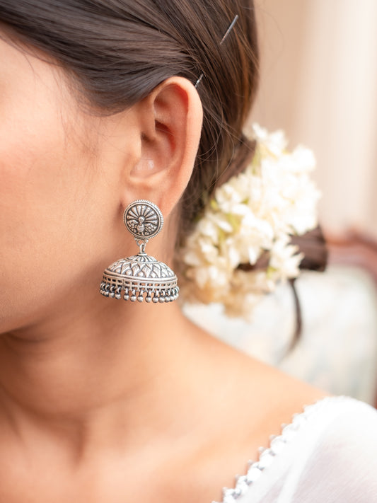 Peacock Silver Jhumki