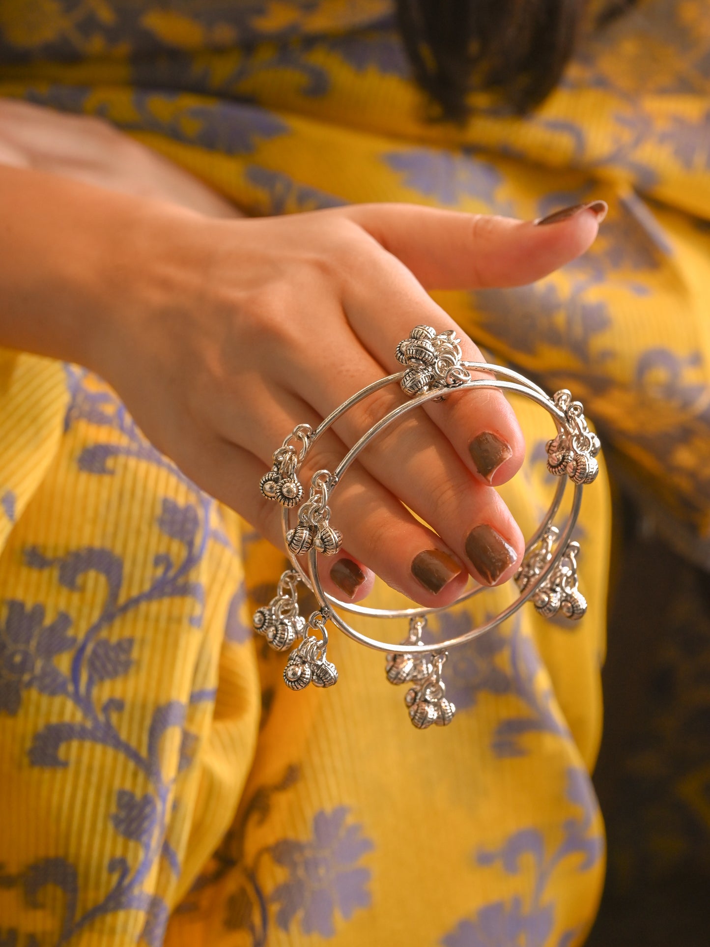 Plain Silver Ghungroo Bangle