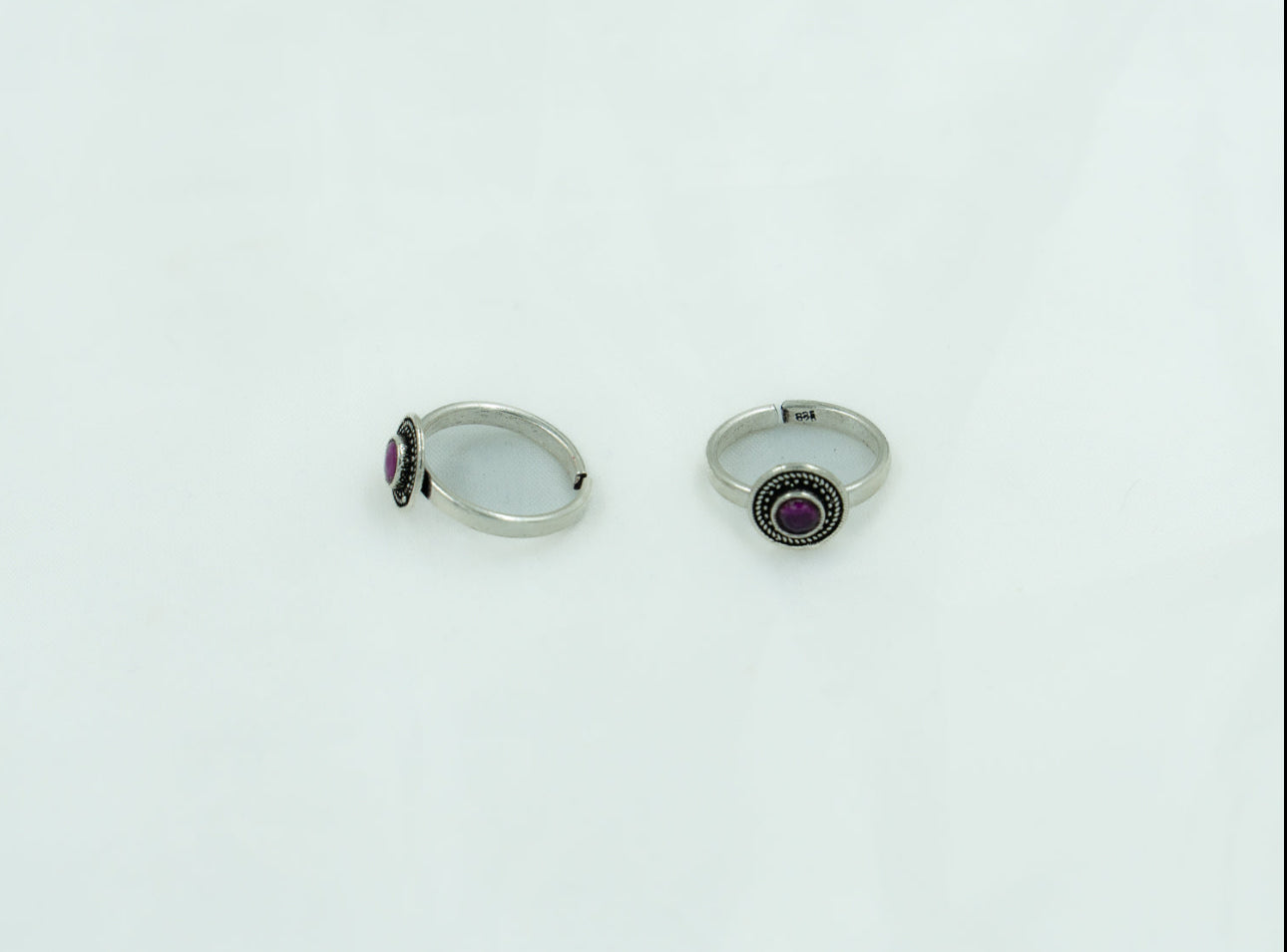 Red Stone Round Toe Ring Pair - ADA