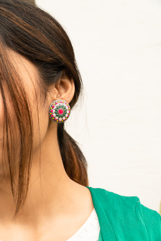 Lotus Handcrafted Enamel Earring - UMANG