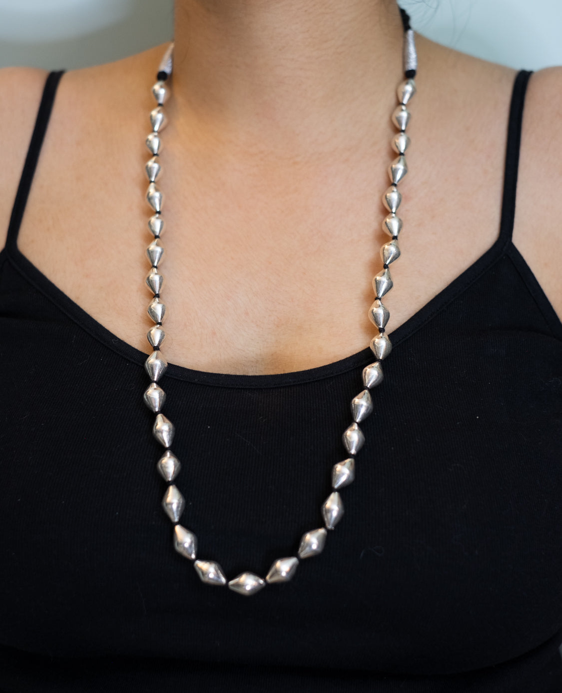 Silver Dholak One Line Necklace - DORA