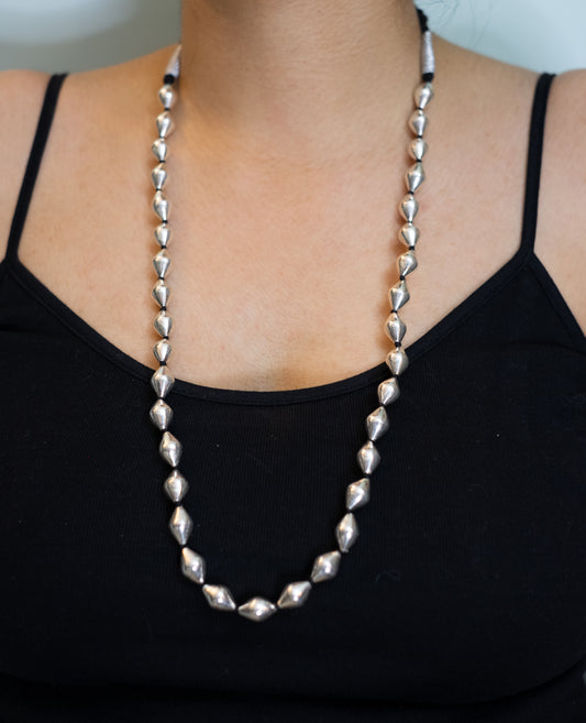 Silver Dholak One Line Necklace - DORA