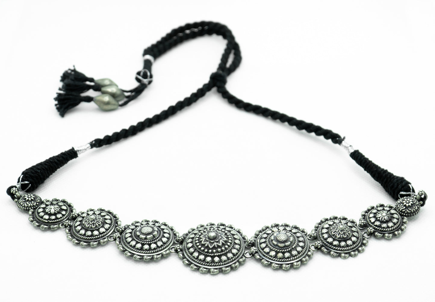 Flower Embossed Pasley Border Choker - DORA
