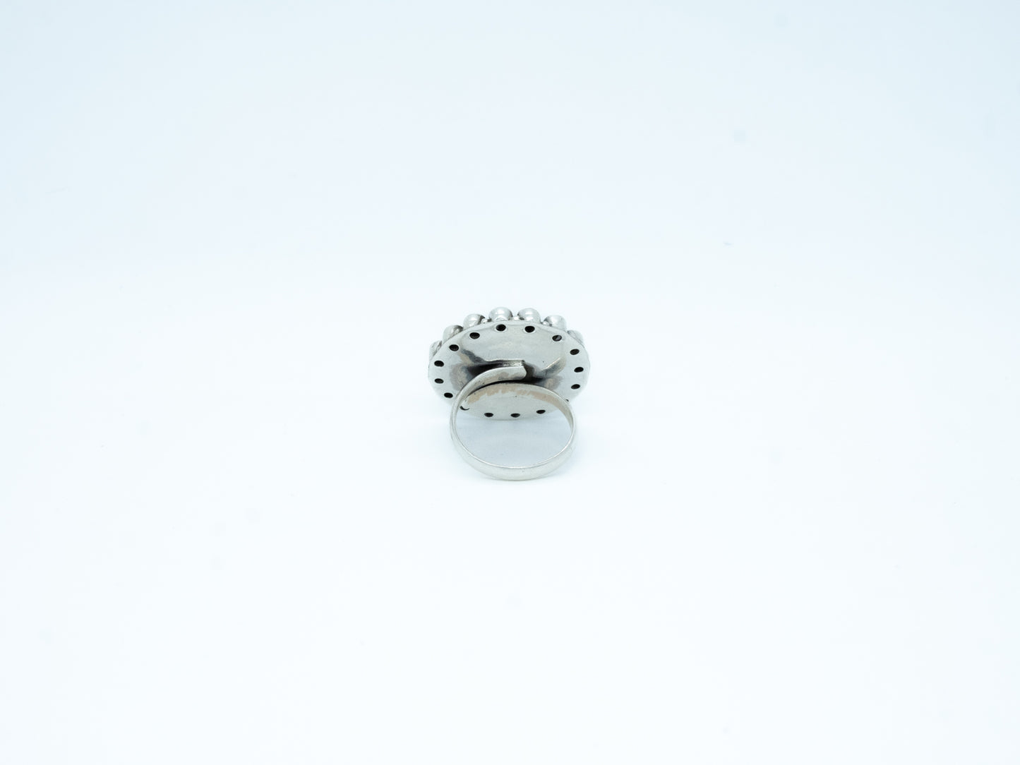 Dual Tone white Stone Coin Ring - ADA