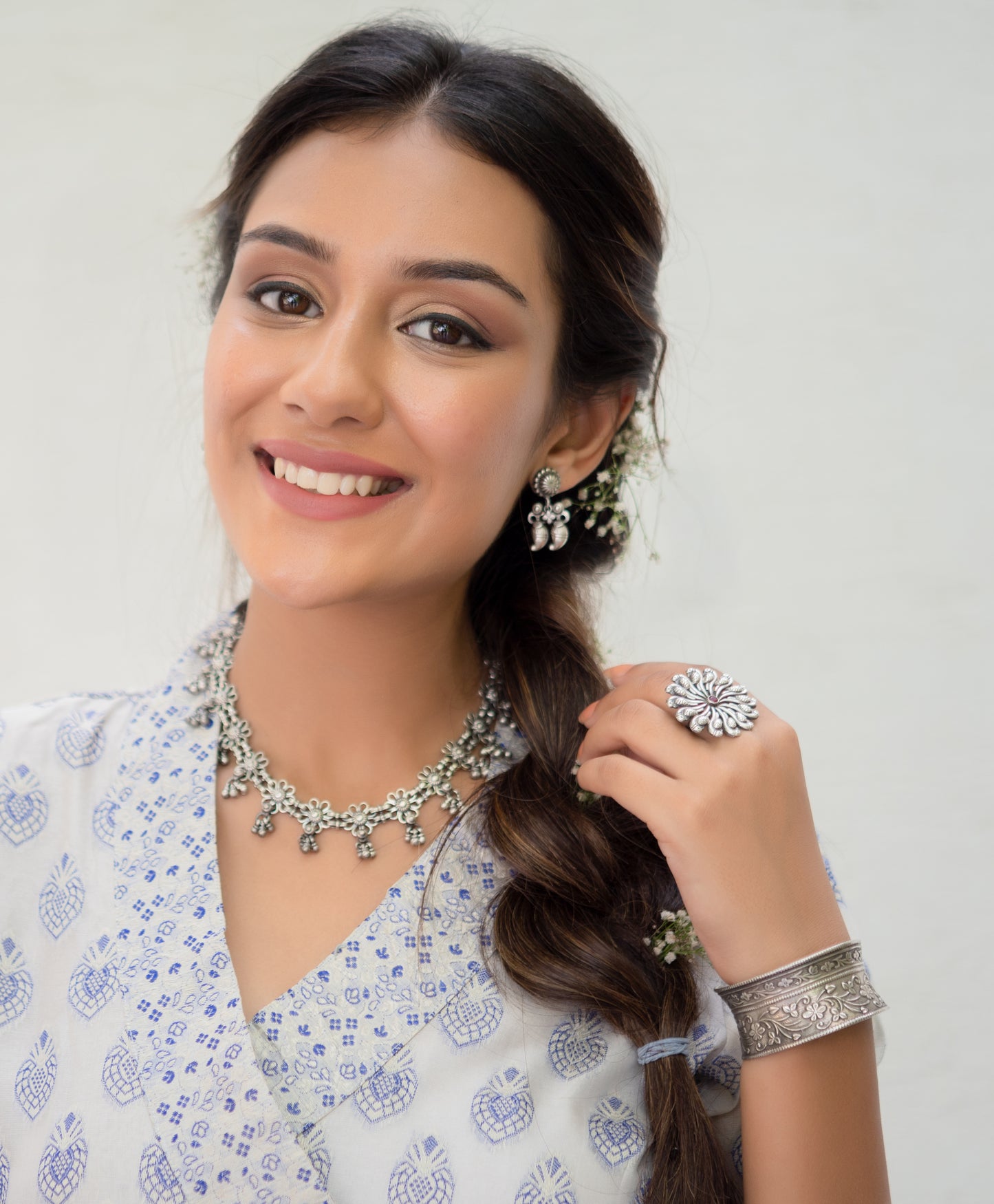 Mango and Flower Motif Earrings - ADA