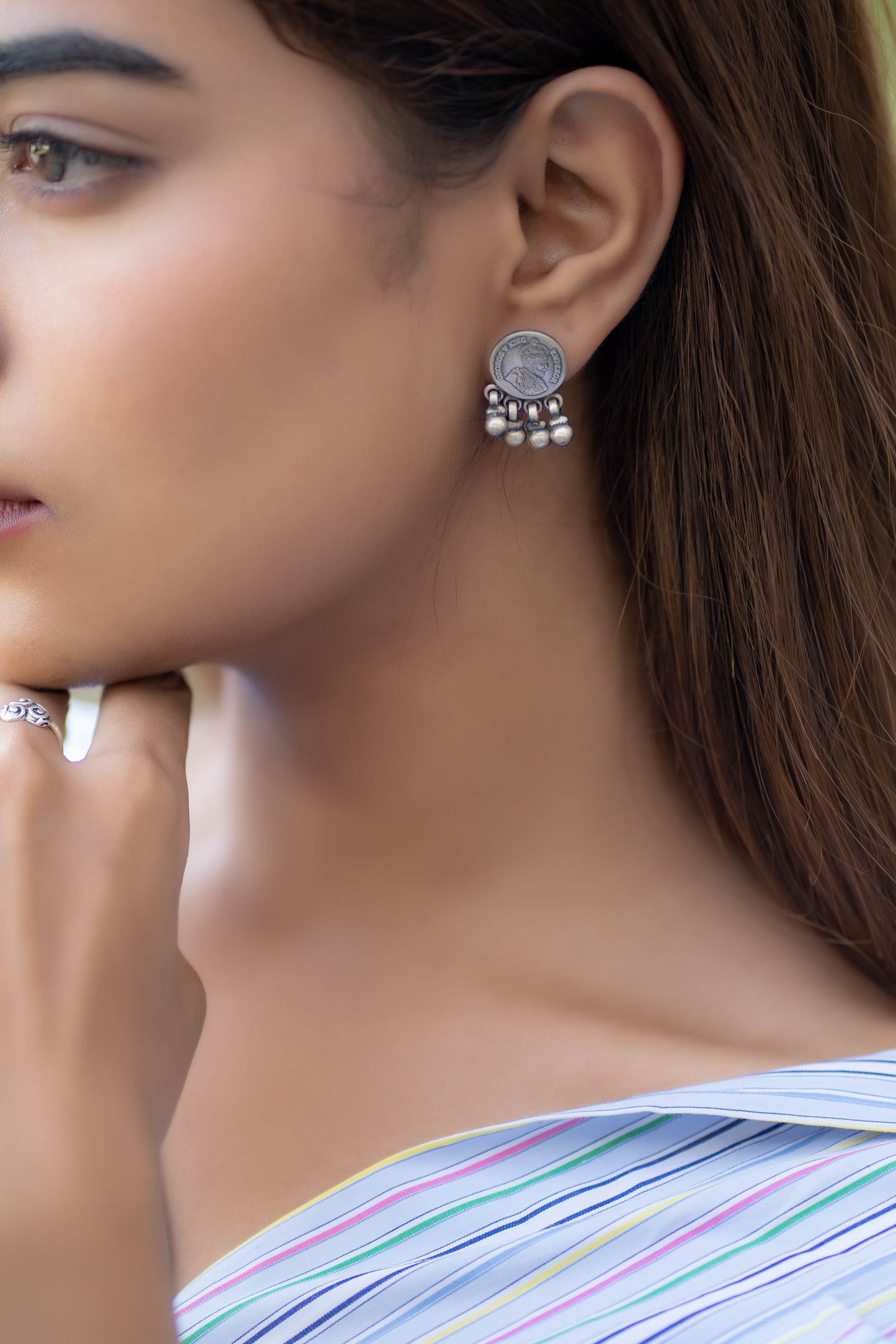 Silver Coin Ghungroo Earring - DORA
