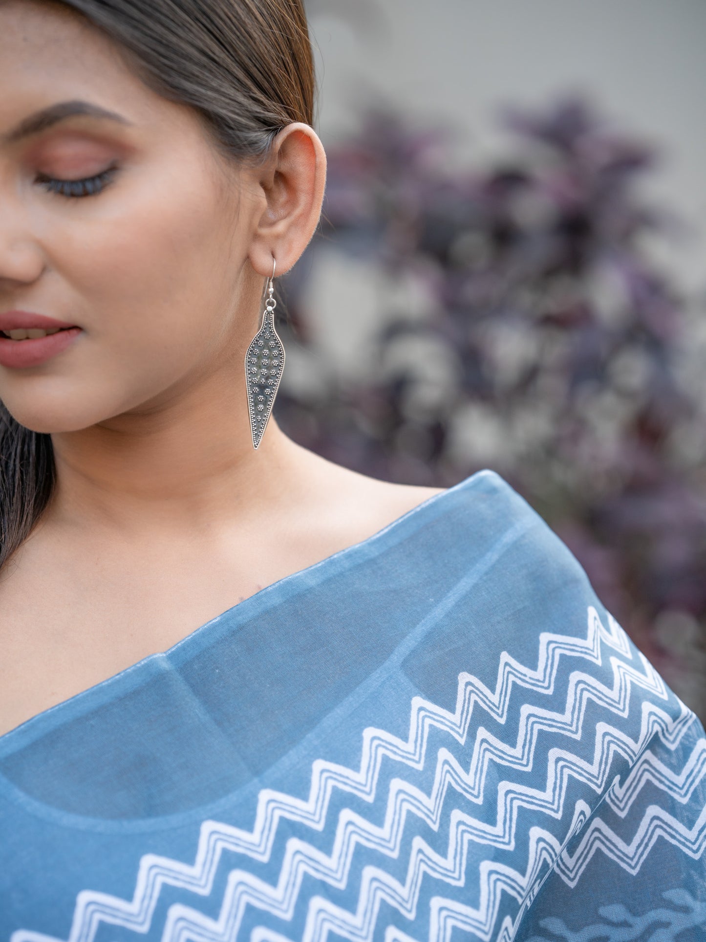 Granulated Long Paan Earrings - SAADHGEE