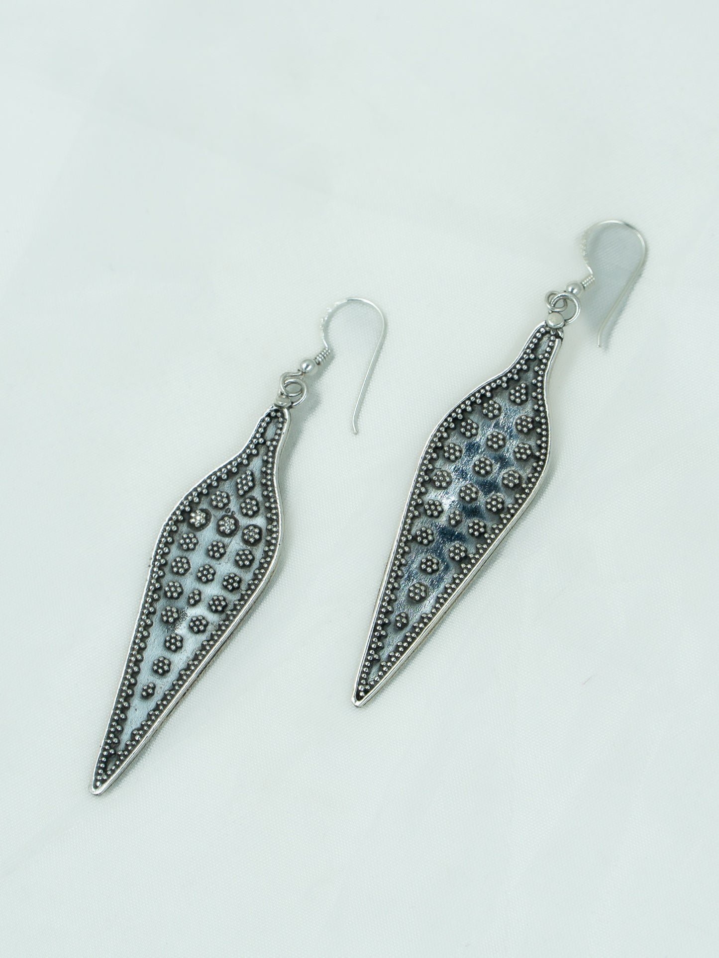 Granulated Long Paan Earrings - SAADHGEE