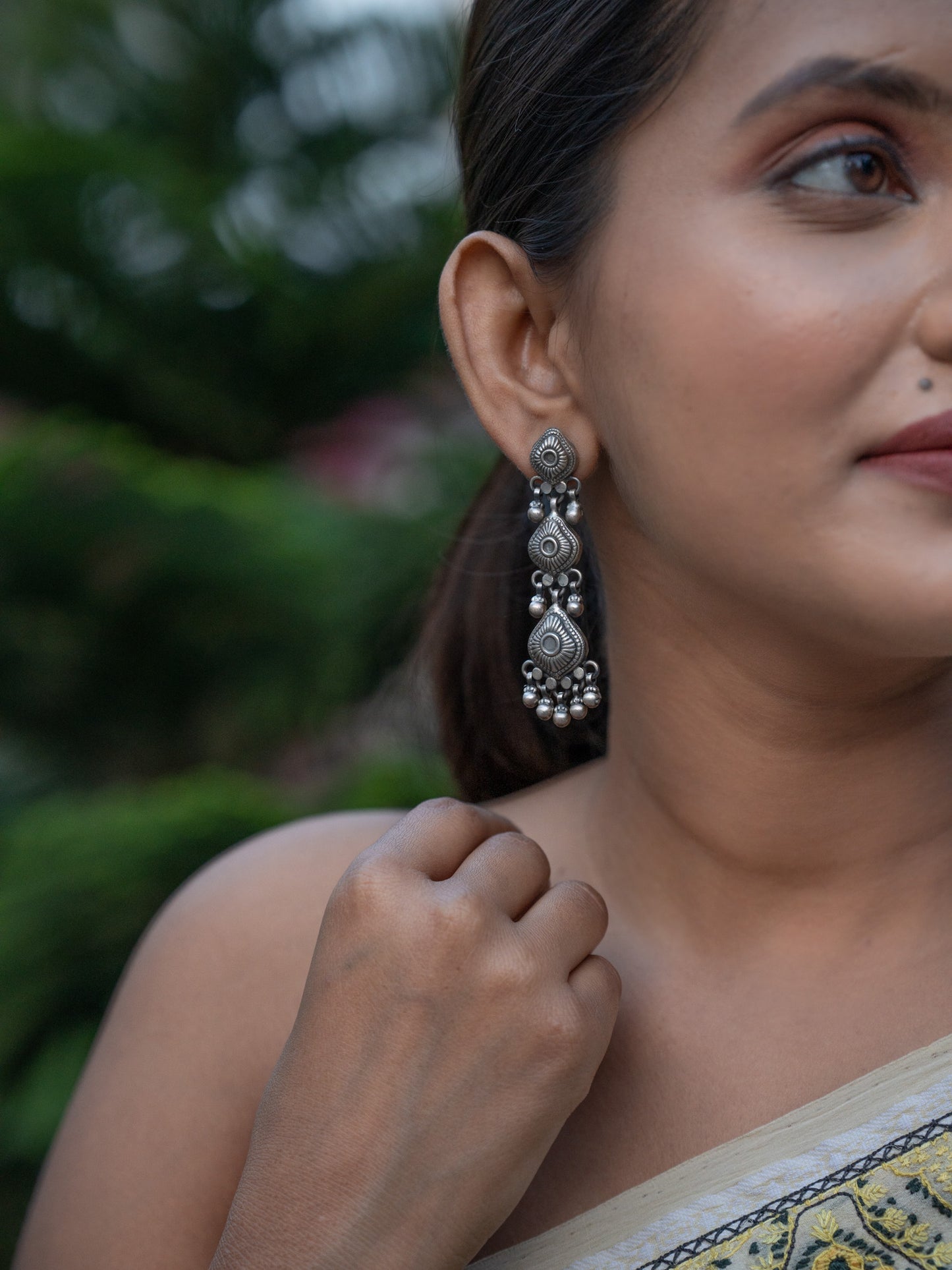 Paan Textured Ghungroo Earrings - ADA