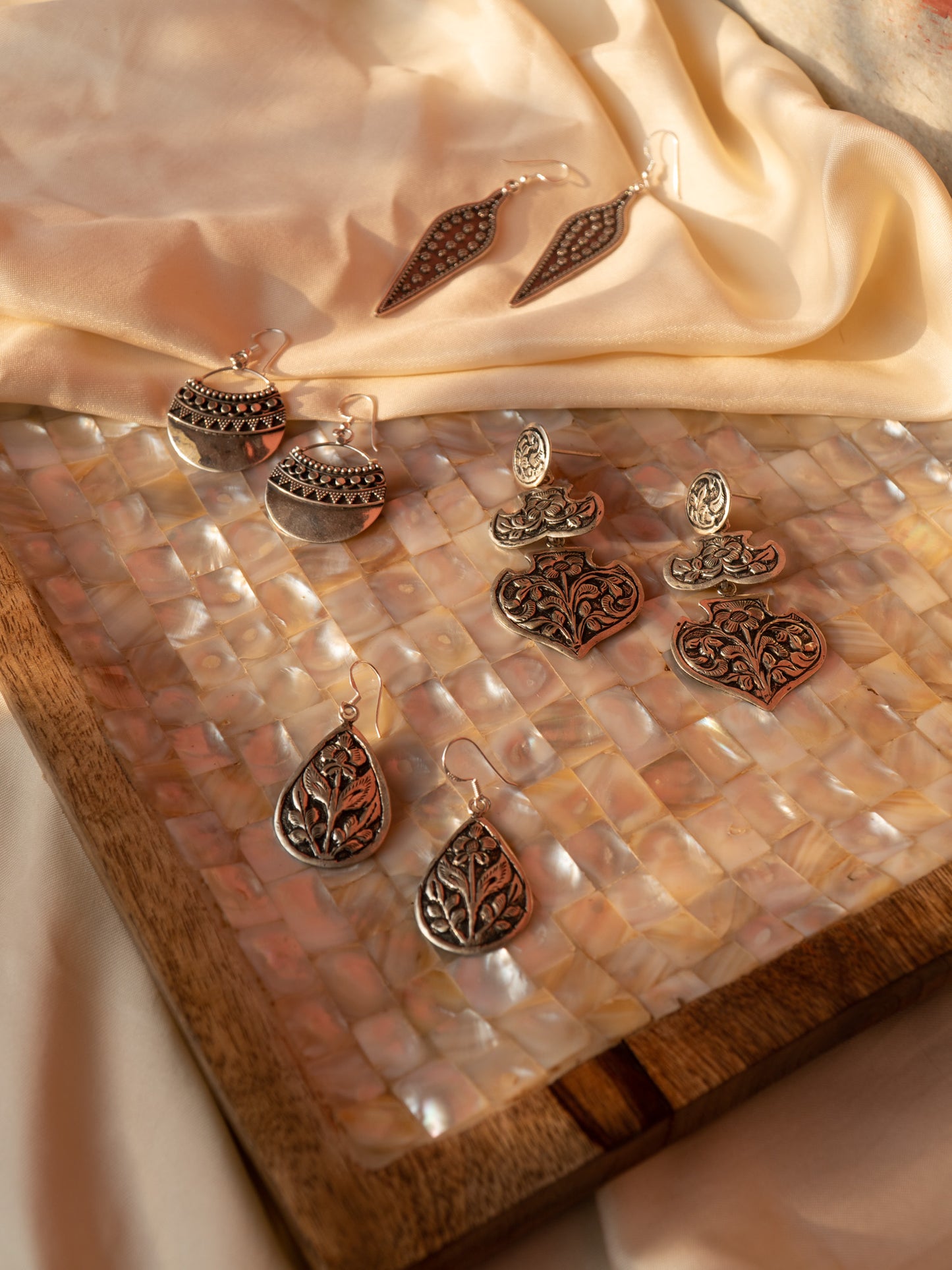 Circular Granulated Earrings - SAADHGEE