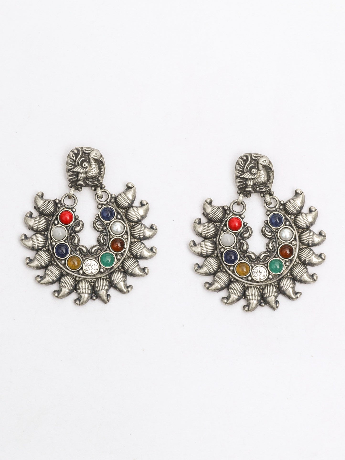 Navratna Chandbali Earrings - ADA