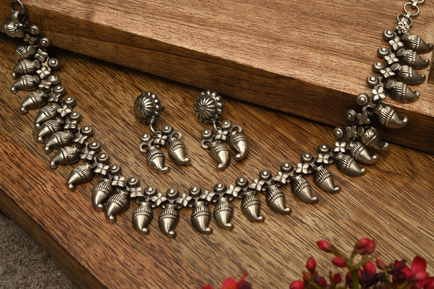 Mango and Flower Motif Earrings - ADA