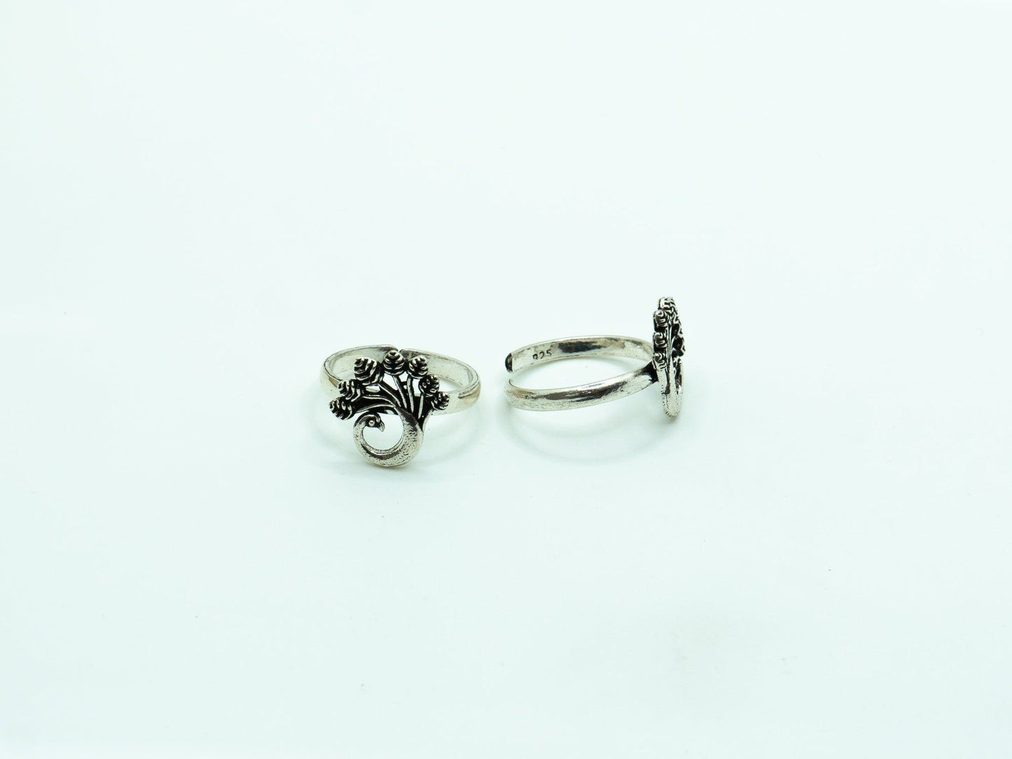 Blooming Peacock Toe Ring Pair - ADA