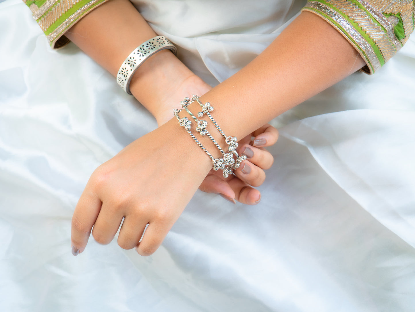 Twisted Wire Ghungroo Hanging Bangle - ADA