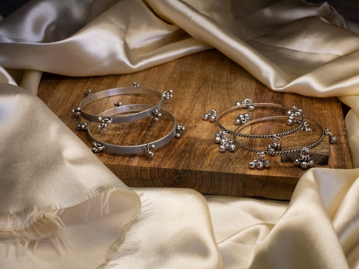 Twisted Wire Ghungroo Hanging Bangle - ADA