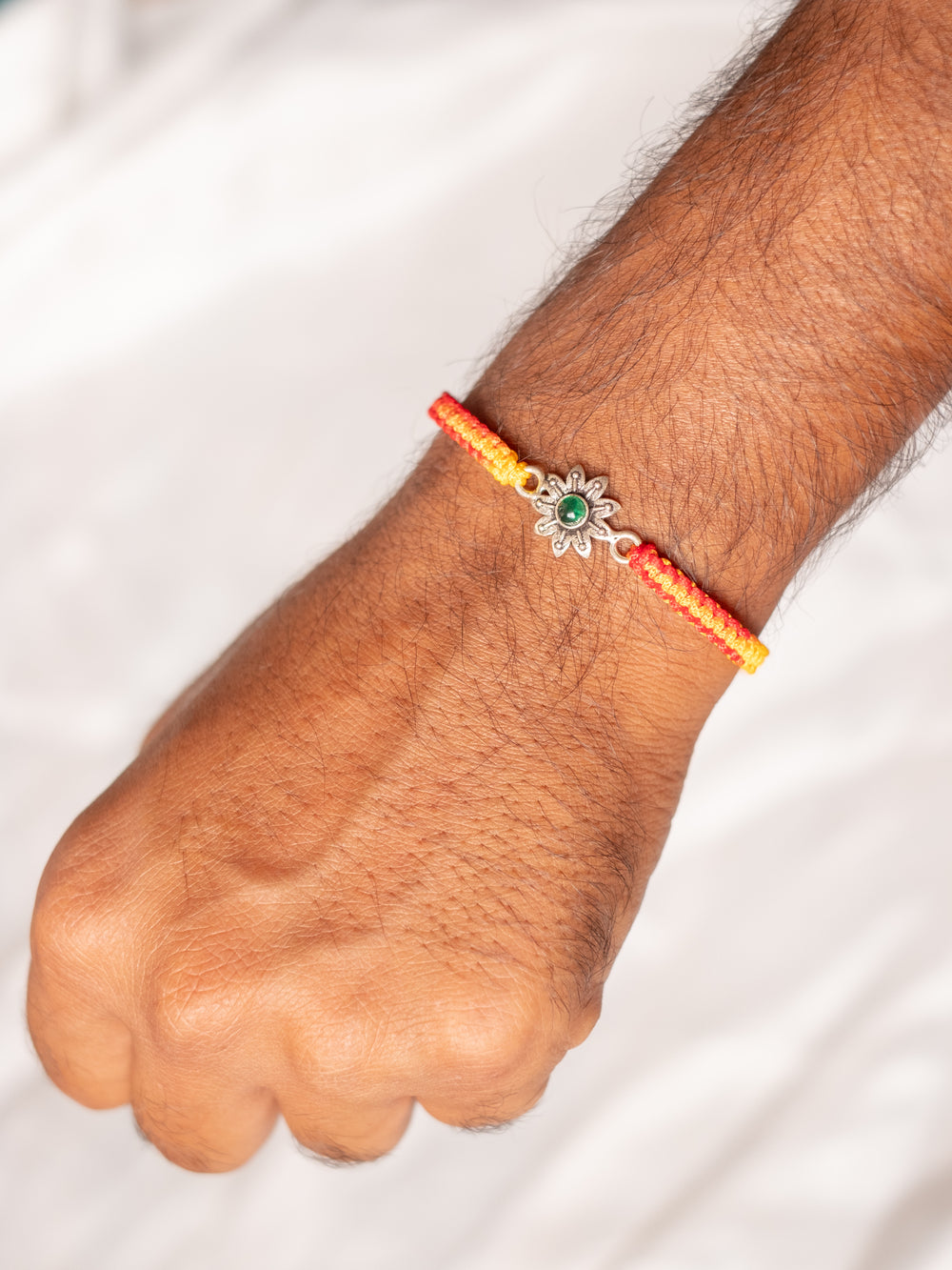 Green Stone Flower Rakhi