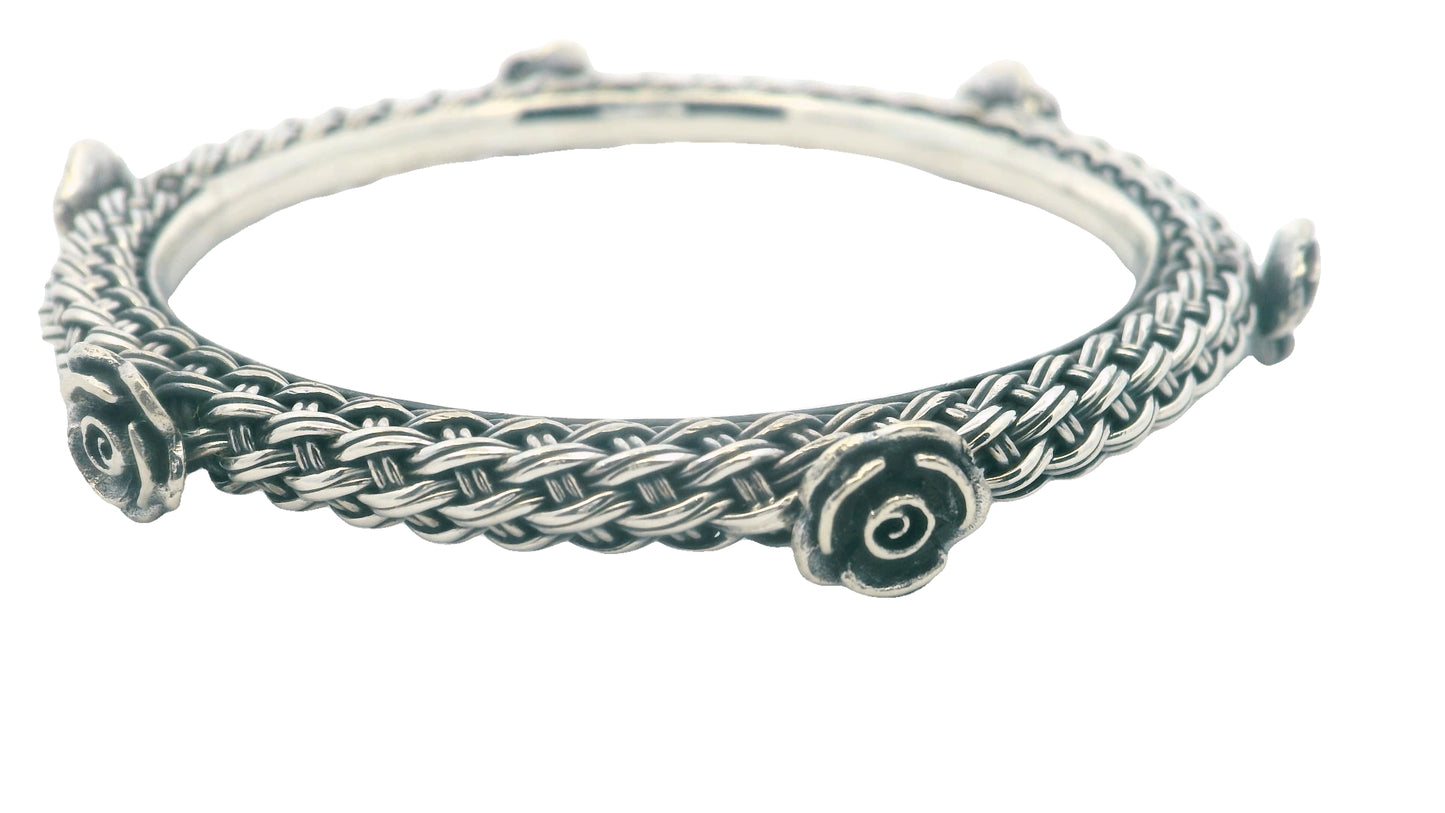Elegant Silver Rose Bracelet