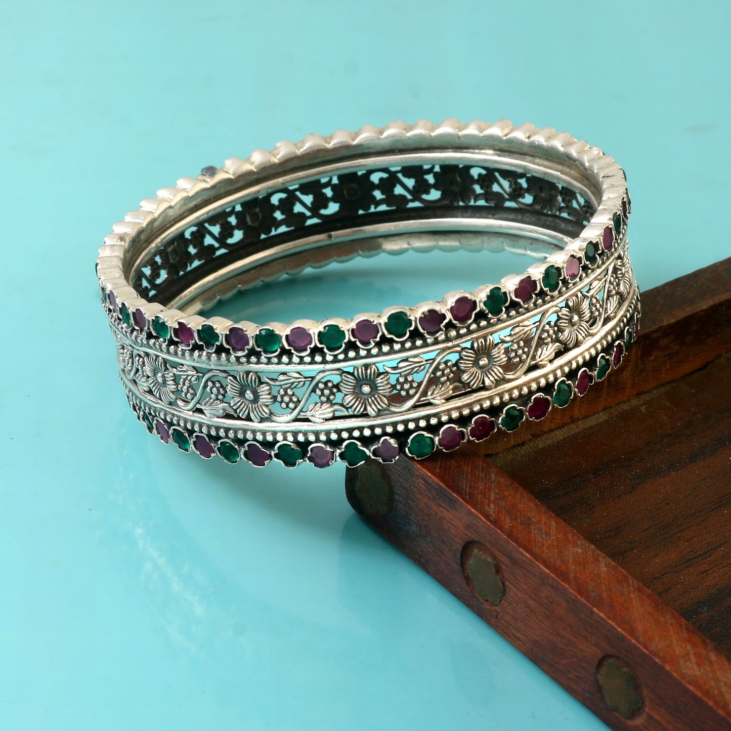Green Red Floral Kada