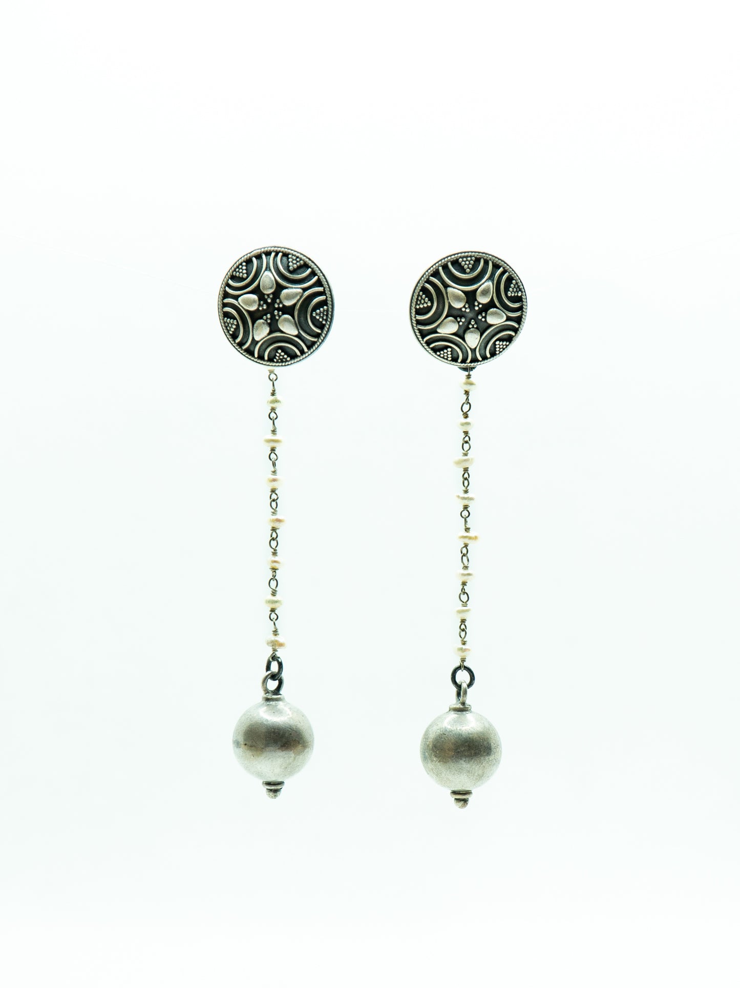 Modern Sheild Ball Chain Earrings - SAADHGEE